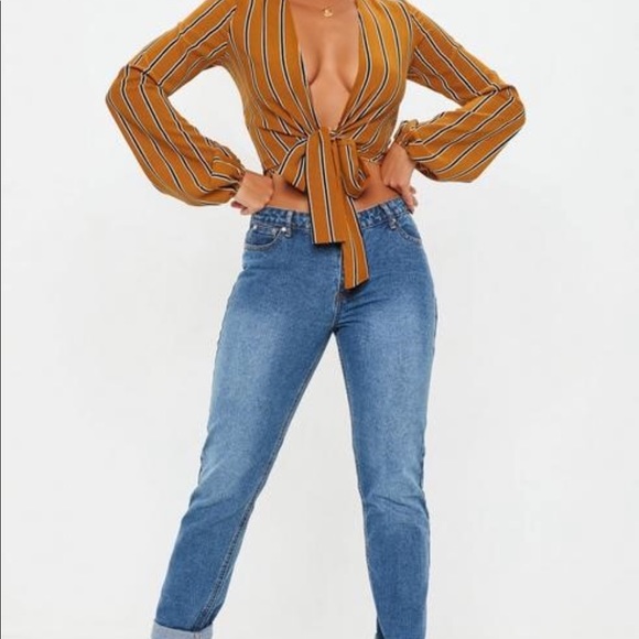 Mustard Tie Front Top - Picture 2 of 5